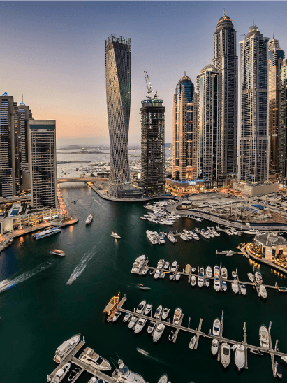 Dubai Marina and a number of skyscrapers